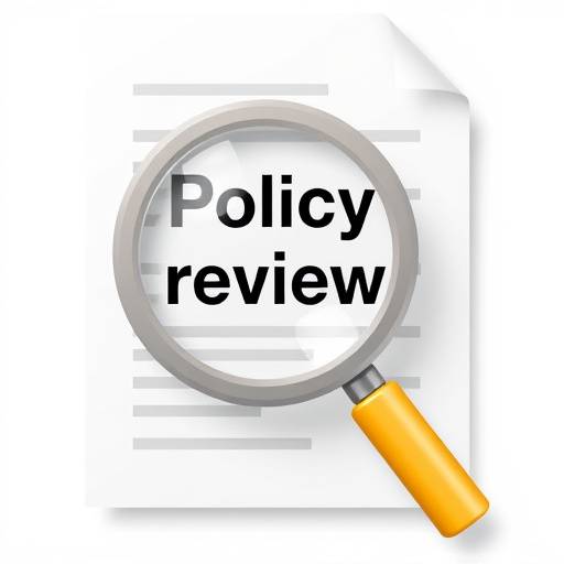 Icono de un documento con una lupa, representando la revisi&oacute;n de una pol&iacute;tica